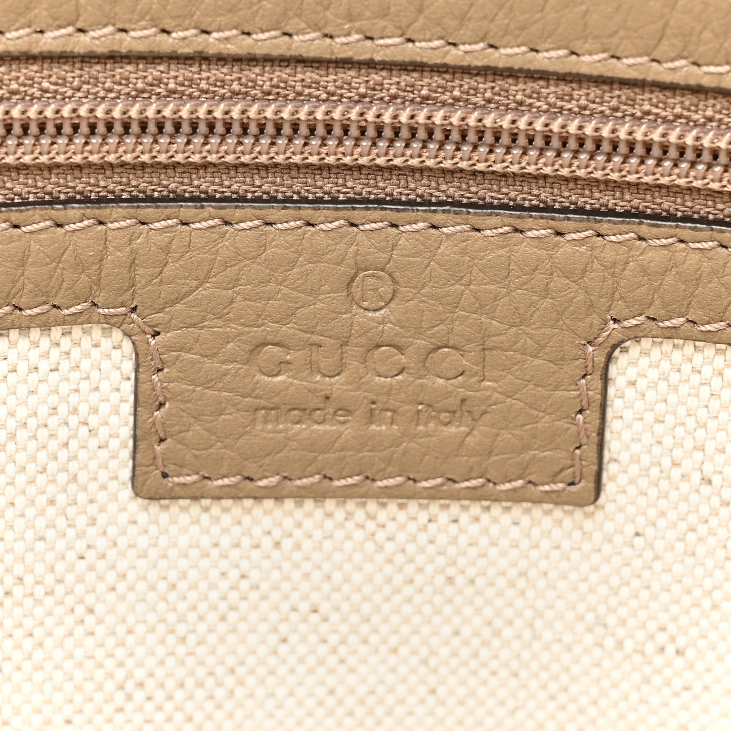 Piuma Calfskin Jumbo GG Embossed Pouch Good Taupe