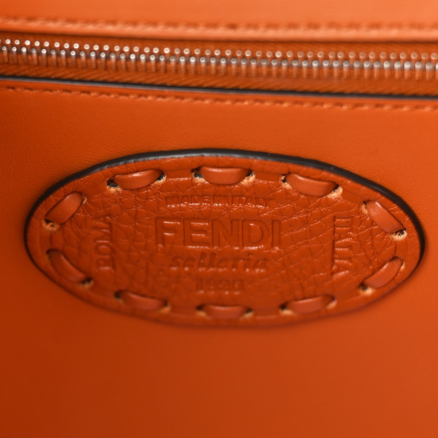 Fendi Cuoio Roma Sellerissima Nappa Sintetica Tape Stitch Baguette Brandy 6 of 9