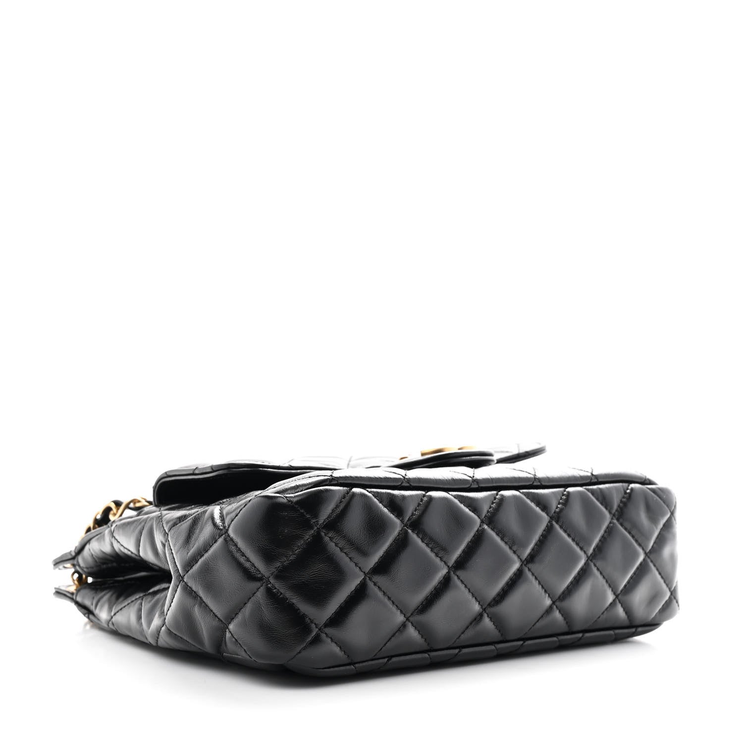 Chanel Shiny Crumpled Calfskin Quilted Wavy CC Hobo Black 3 of 10