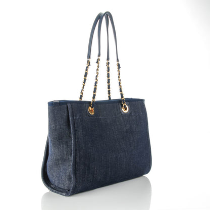 Chanel Canvas Small Deauville Tote Dark Blue 4 of 8