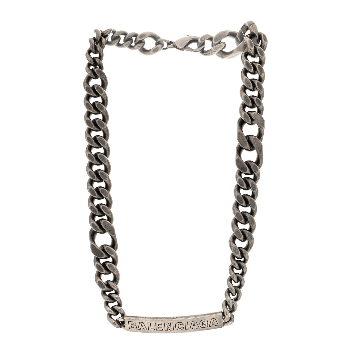 Balenciaga Brass Plate Twist Necklace Antique Silver 3 of 5
