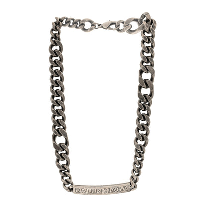 Balenciaga Brass Plate Twist Necklace Antique Silver 3 of 5