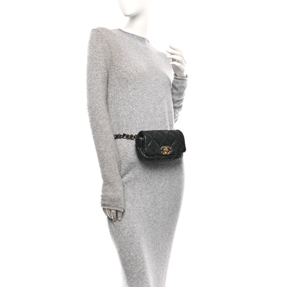 Chanel Lambskin Quilted Chanel 19 Waist Bag Black 2 of 10