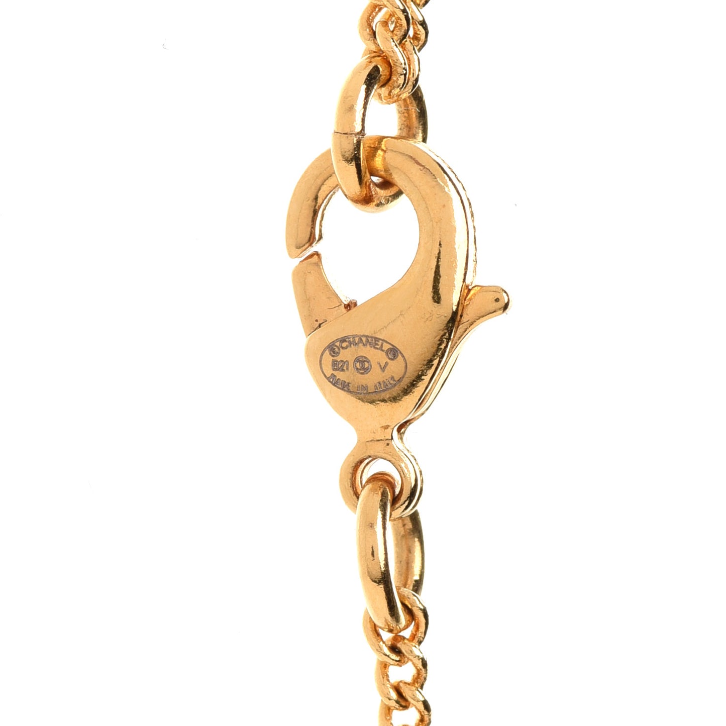 Metal CC Paris Button Necklace Gold