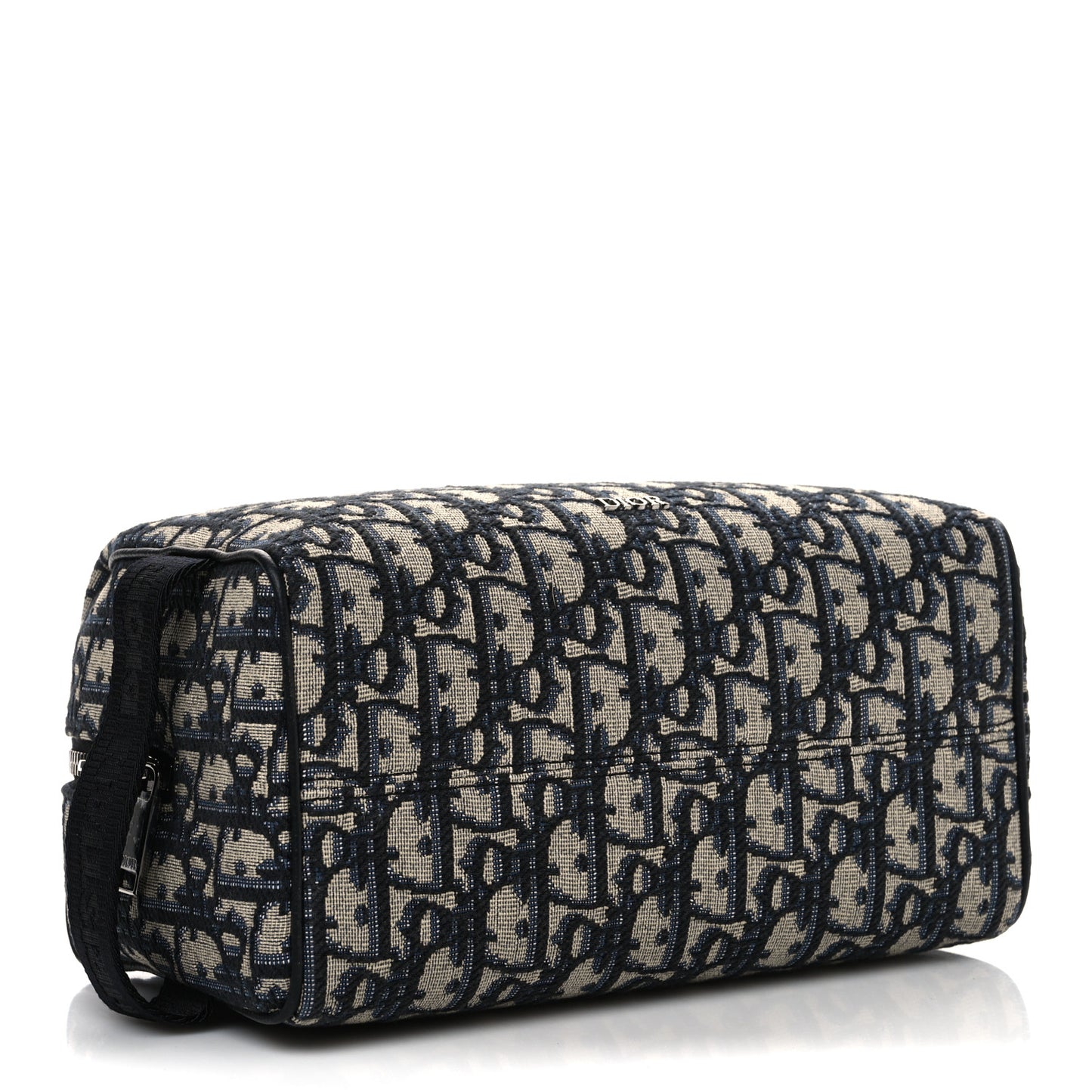 Oblique Jacquard Grained Calfskin Lingot Toiletry Case Blue Black