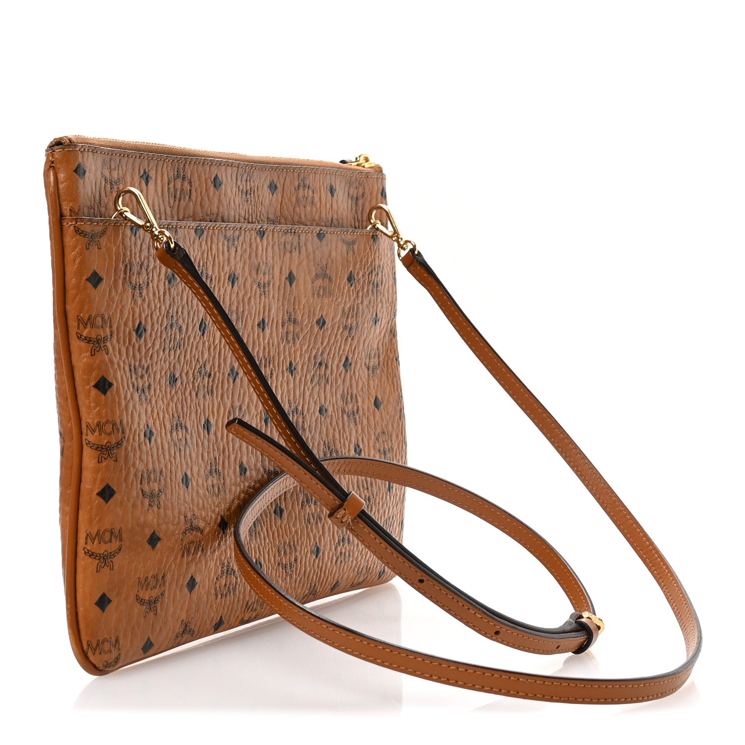 MCM Visetos Medium Crossbody Pouch Cognac 3 of 12