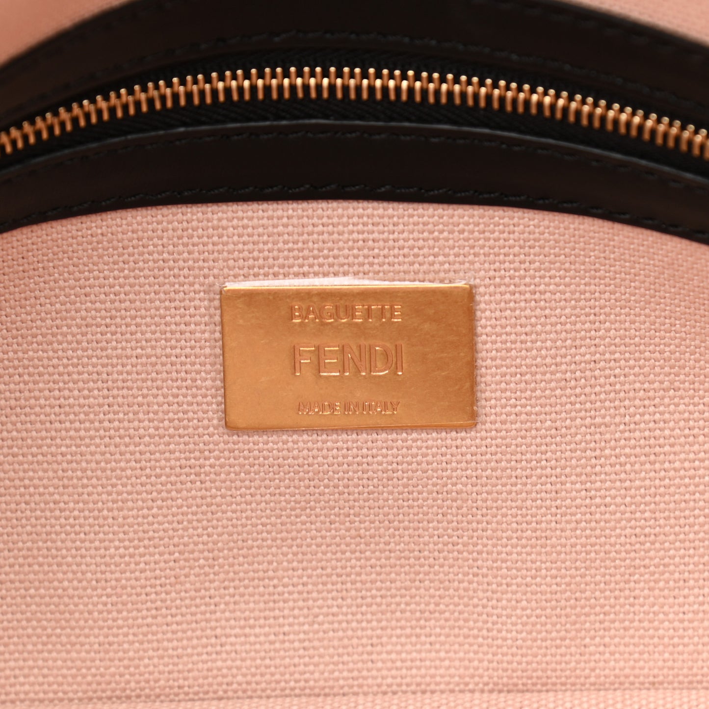 Canvas Vitello King FF Embroidered Baguette Rosa Quarzo Black