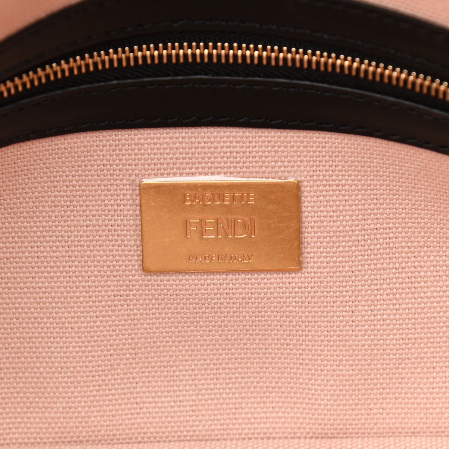 Fendi Canvas Vitello King FF Embroidered Baguette Rosa Quarzo Black 6 of 10