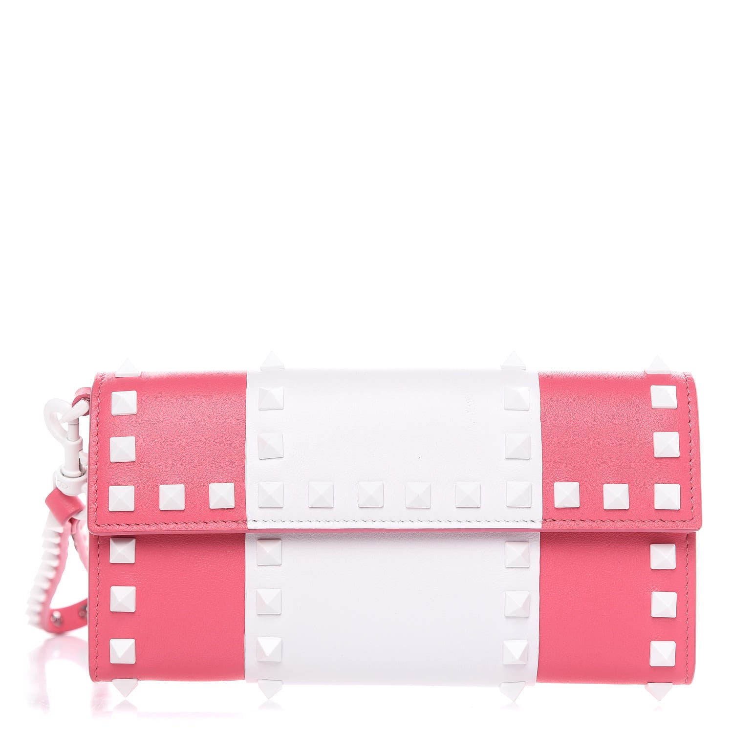 Valentino Garavani Vitello Colorblock Free Rockstud Wristlet Travel Wallet Shadow Pink Optic White 1 of 12