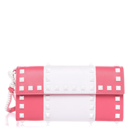 Valentino Garavani Vitello Colorblock Free Rockstud Wristlet Travel Wallet Shadow Pink Optic White 1 of 12