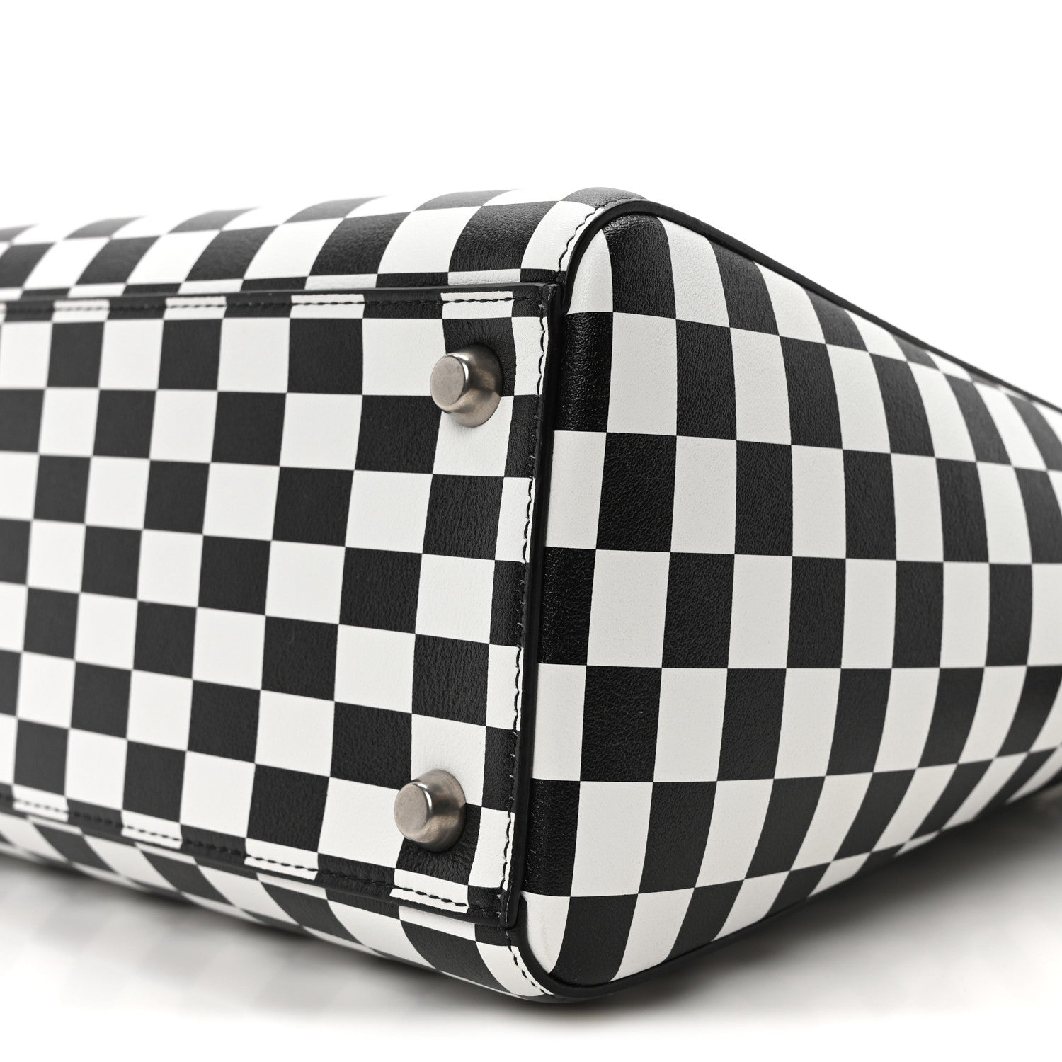 Christian Dior Calfskin Checkered Medium Lady Dior Black White 10 of 10