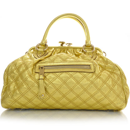 Marc Jacobs Quilted Leather Stam Metallic Gold 1 of 12
