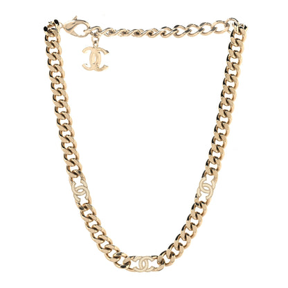 Chanel Metal Enamel Chain CC Choker Gold White 3 of 5