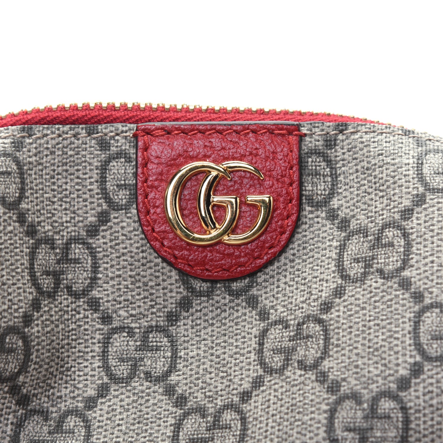 Gucci Soft GG Supreme Monogram Calfskin Small Ophidia Cosmetic Case Beige Ebony Hibiscus Red 12 of 14