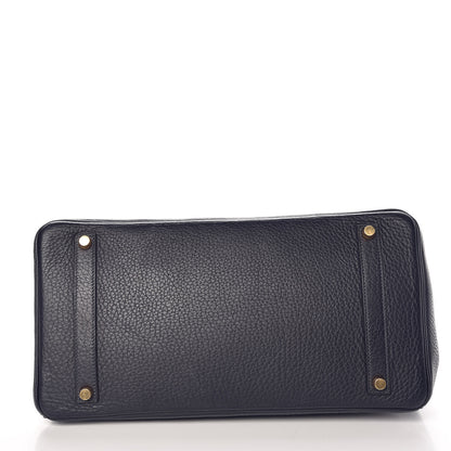 Hermes Taurillon Clemence Birkin 35 Bleu Indigo 6 of 36