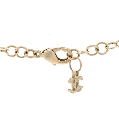 Chanel Metal Calfskin Crystal Double CC Short Necklace Black Gold 3 of 3