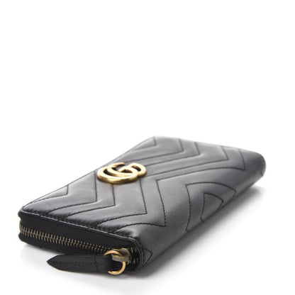 Gucci Calfskin Matelasse GG Marmont Zip Around Wallet Black 4 of 8