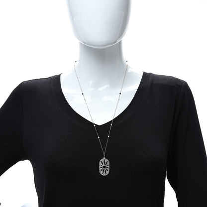 Tiffany Sterling Silver Black Onyx Pearl Ziegfeld Daisy Pendant Necklace 3 of 4