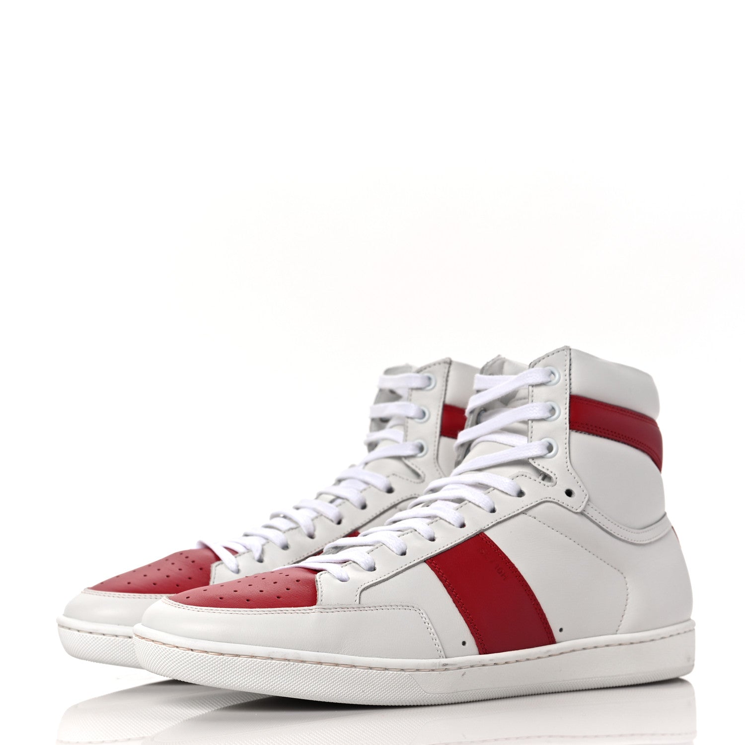 Saint Laurent Calfskin Mens Court Classic SL/10H High Top Sneakers 42 White Red 3 of 8