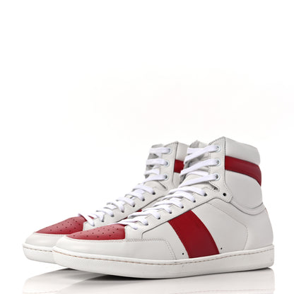Saint Laurent Calfskin Mens Court Classic SL/10H High Top Sneakers 42 White Red 3 of 8