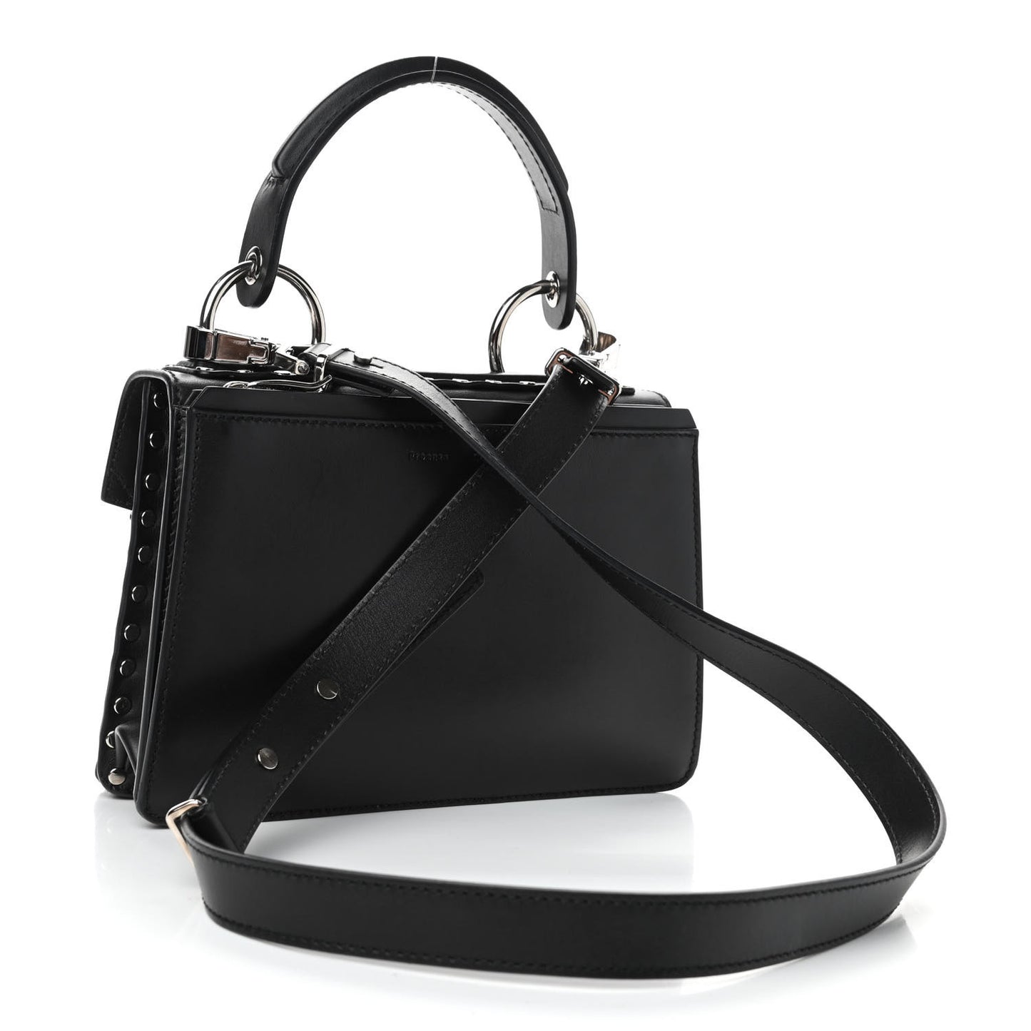 Calfskin Small Studded Hava Top Handle Bag Black