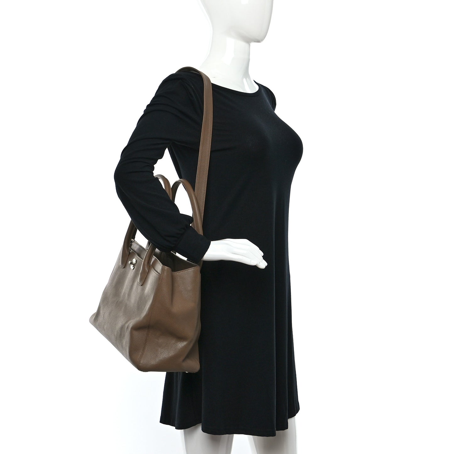 Calfskin Cerf Executive Shopper Tote Light Brown