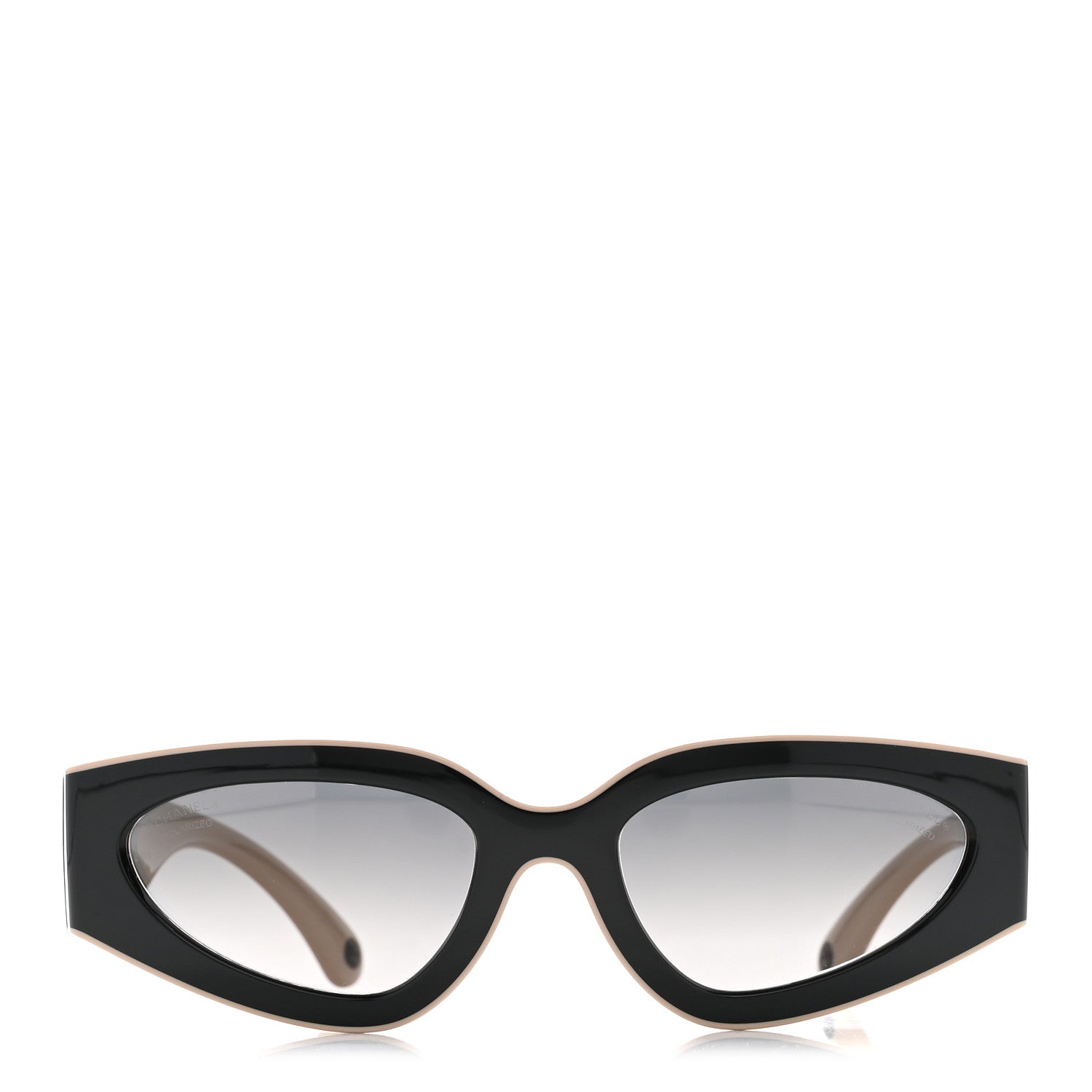 Chanel Acetate Cat Eye Sunglasses 6056 Black Beige 2 of 9