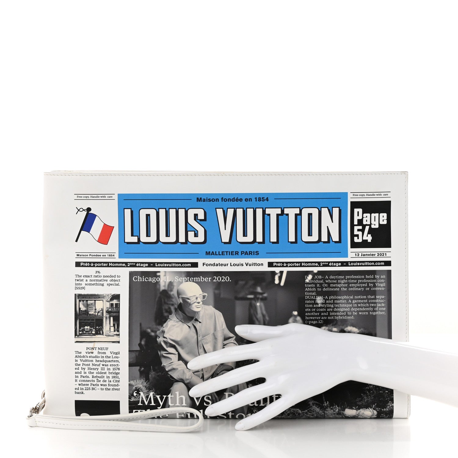 Louis Vuitton Calfskin Newspaper Print Pouch 2 of 11