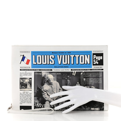 Louis Vuitton Calfskin Newspaper Print Pouch 2 of 11