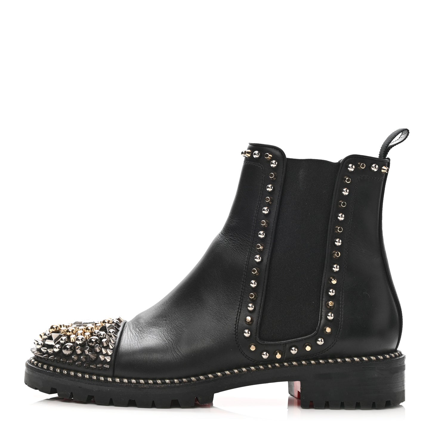 Calfskin Studded Chasse A Clou Flat Chelsea Boots 40 Black