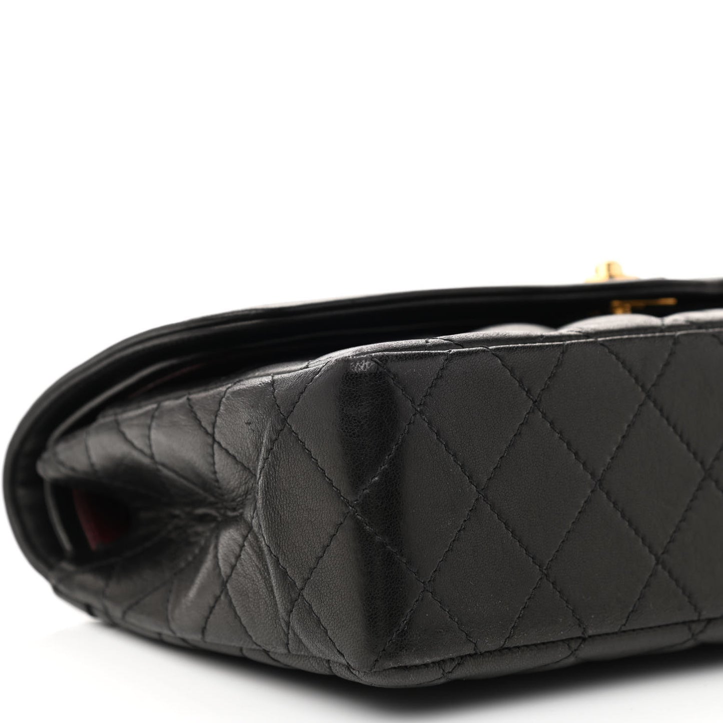 Lambskin Quilted Medium Double Flap Bag Black
