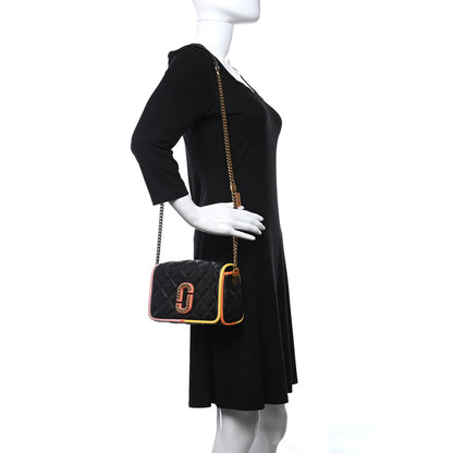 Marc Jacobs Grained Calfskin Quilted Double Stitched The Status Flap Crossbody Bag Black Multi 2 of 14