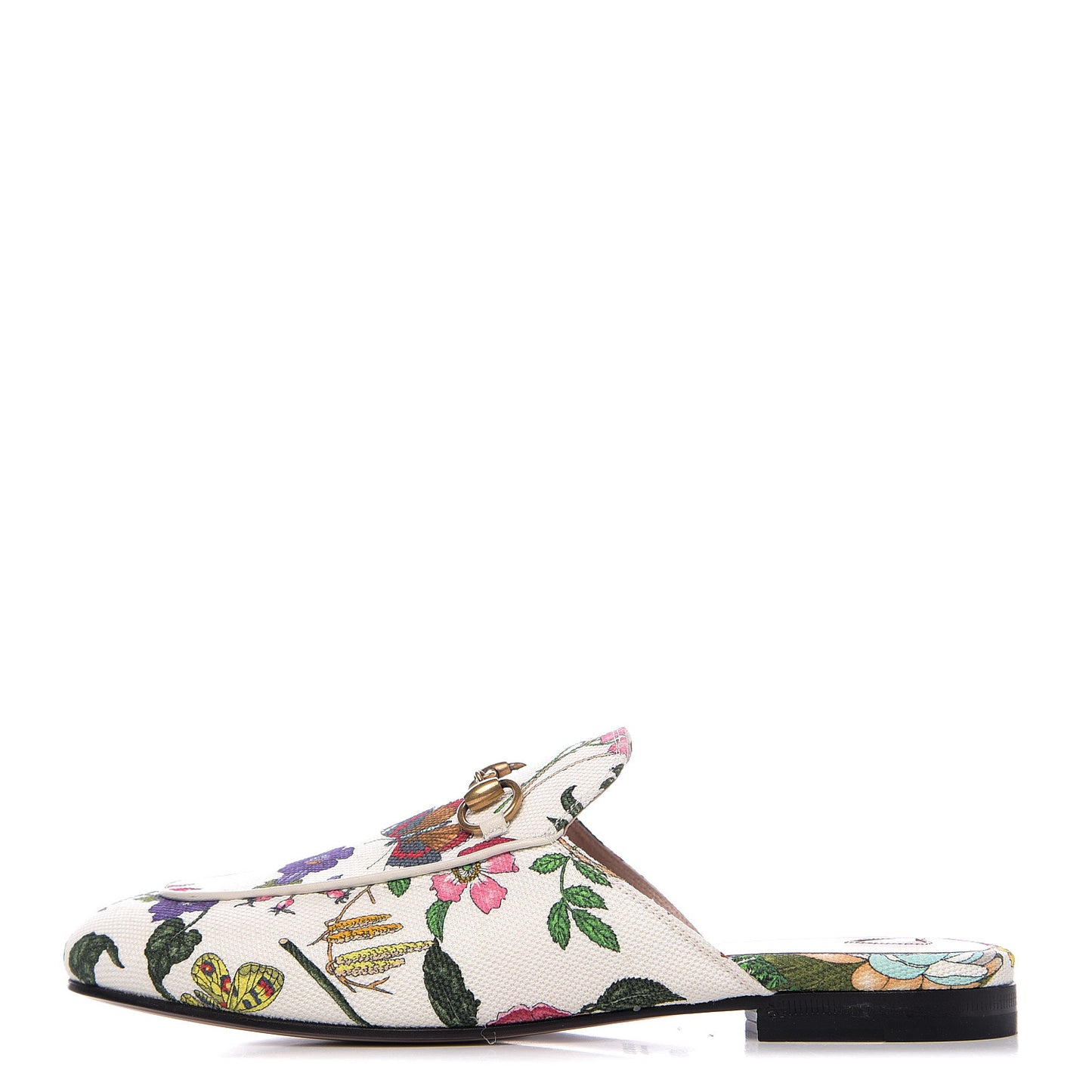 Canvas Flora Womens Princetown Slippers 37.5 White Multicolor