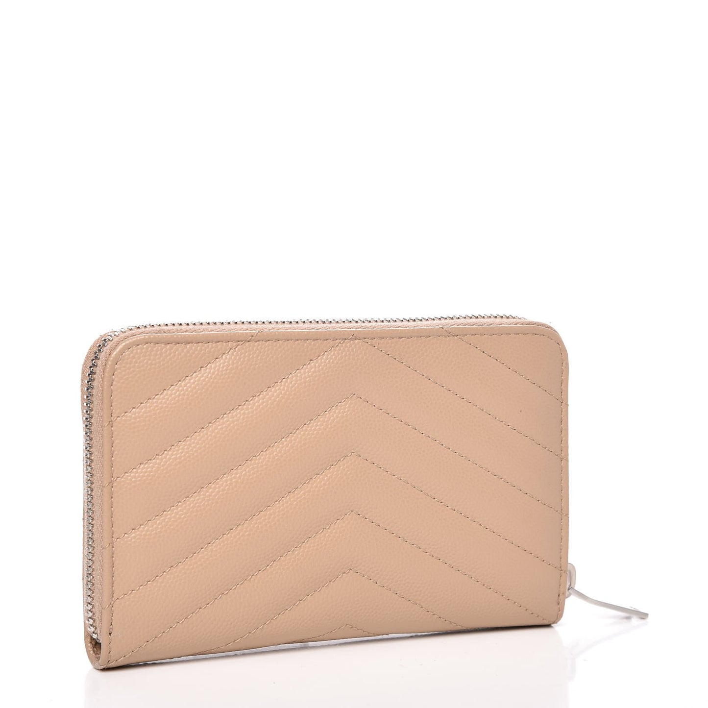 Grain De Poudre Matelasse Chevron Monogram Zip Around Wallet Dark Beige