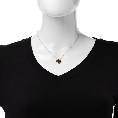 Van Cleef & Arpels 18K Yellow Gold Tiger Eye Vintage Alhambra Pendant Necklace 2 of 6
