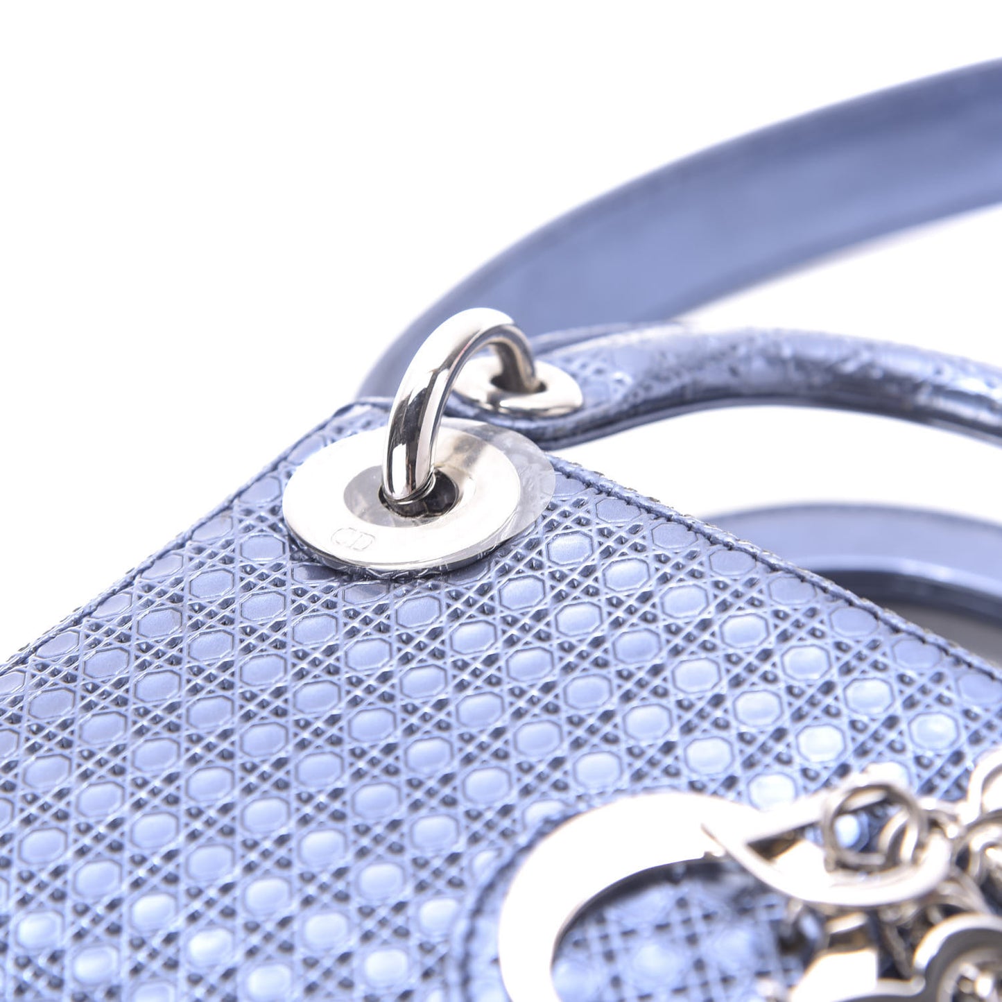 Metallic Patent Micro-Cannage Mini Lady Dior Blue