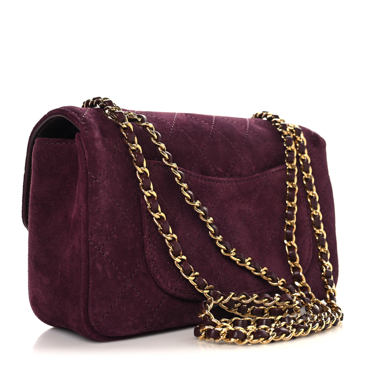 Suede Calfskin Mini Souplissimo Flap Burgundy