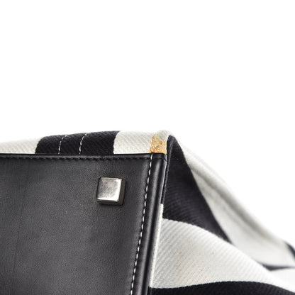Celine Cotton Canvas Striped Medium Phantom Luggage White Black 13 of 19