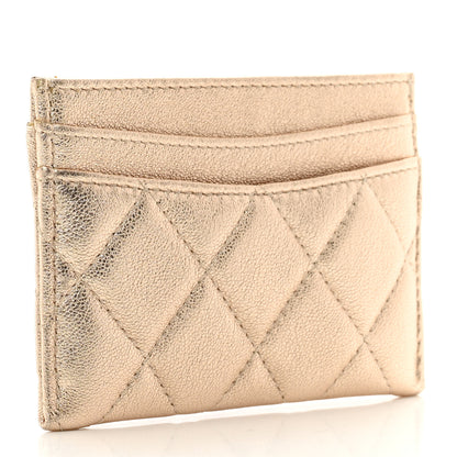 Chanel Metallic Lambskin Quilted CC Card Holder Gold 3 of 9
