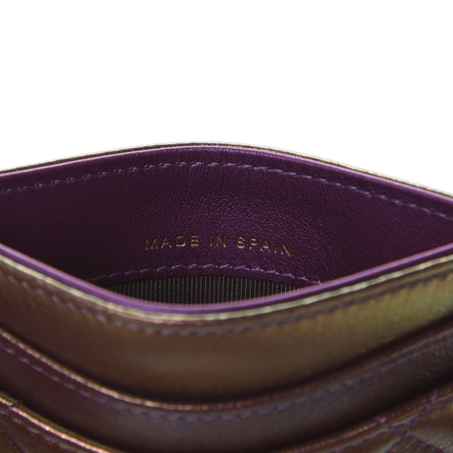 Chanel Iridescent Lambskin Quilted Card Holder Purple 7 of 9