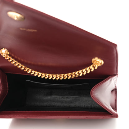 Saint Laurent Lambskin Matelasse Chevron Small Monogram Satchel Oxblood 4 of 9