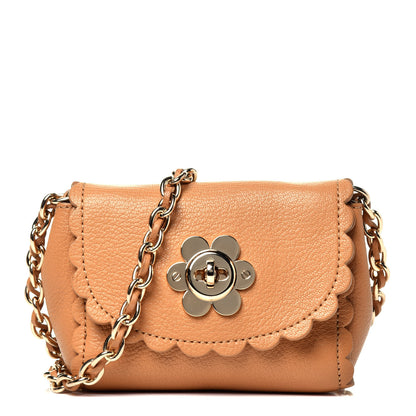 Mulberry Soft Matte Pebbled Goatskin Mini Cecily Flower Lock Crossbody Bag Biscuit 1 of 9