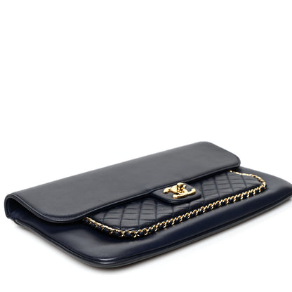 Chanel Lambskin Quilted CC Unchained Clutch Navy 4 of 12