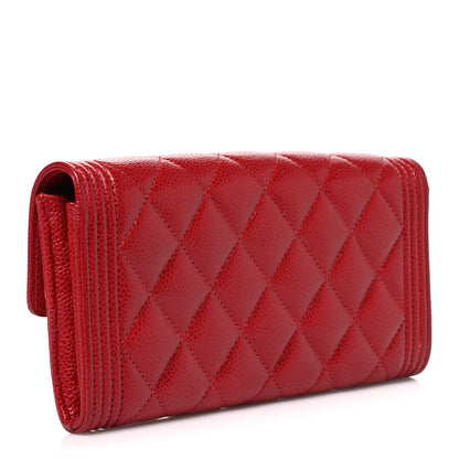 Chanel Caviar Quilted Large Boy Gusset Flap Wallet Red 3 of 8