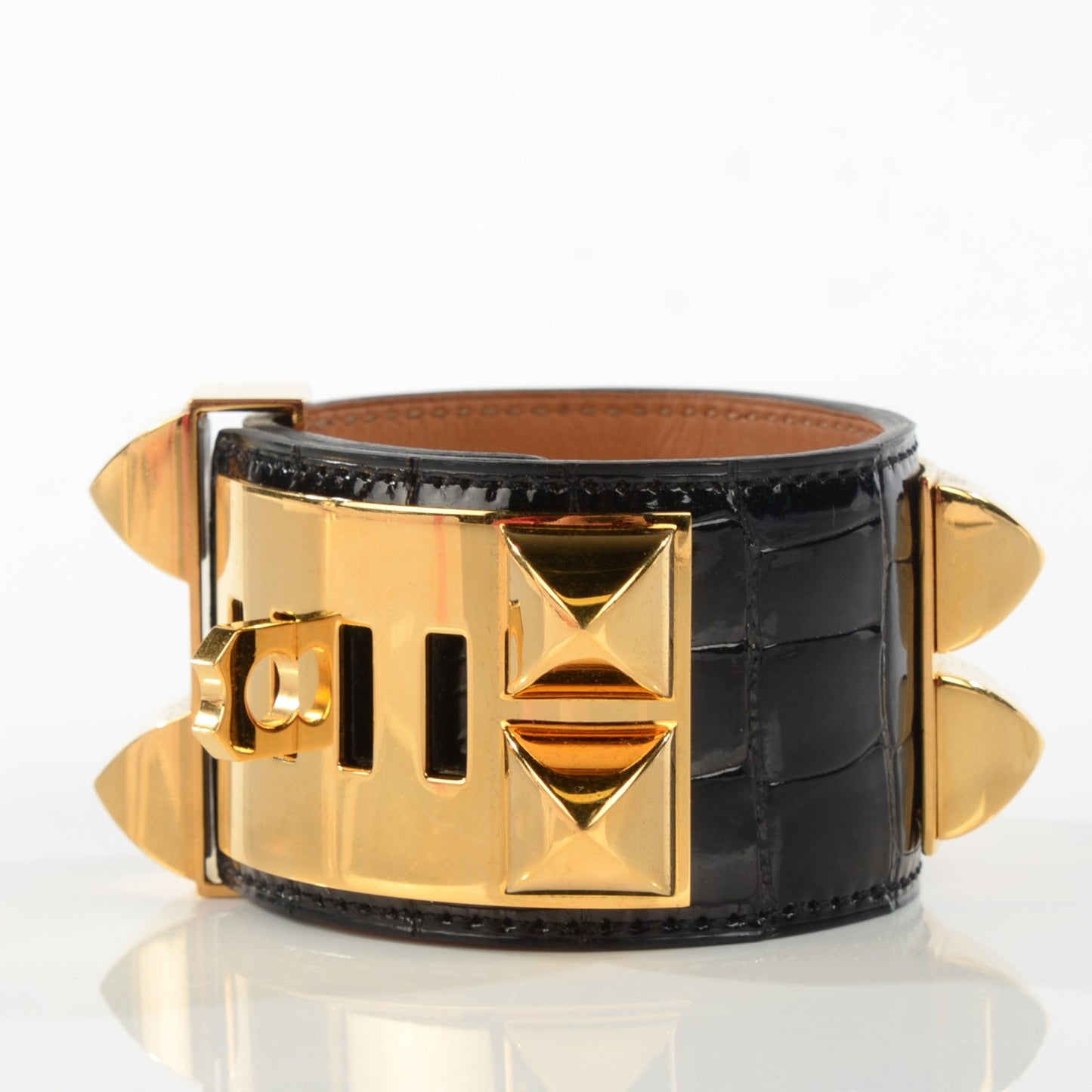Shiny Alligator Collier De Chien CDC Bracelet S Black