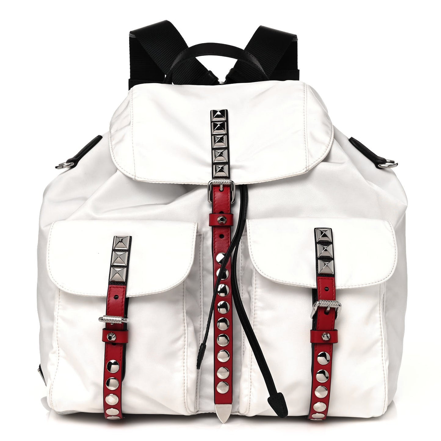 Nylon New Vela Studded Backpack White Fuoco