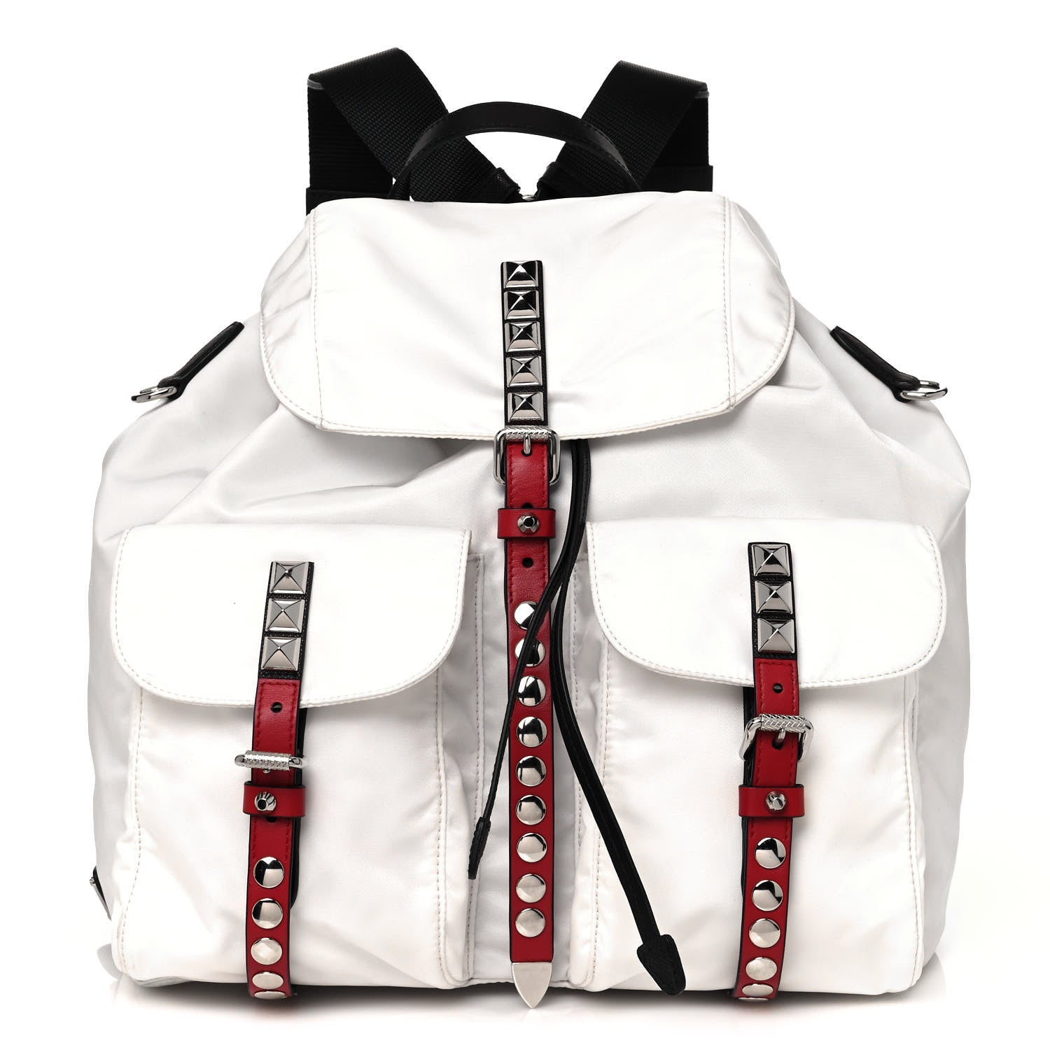 Prada Nylon New Vela Studded Backpack White Fuoco 1 of 11