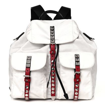 Prada Nylon New Vela Studded Backpack White Fuoco 1 of 11