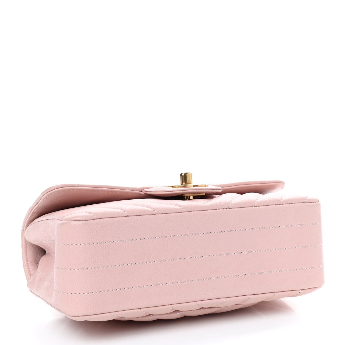 Calfskin Chevron Quilted Mini Rectangular Flap Light Pink