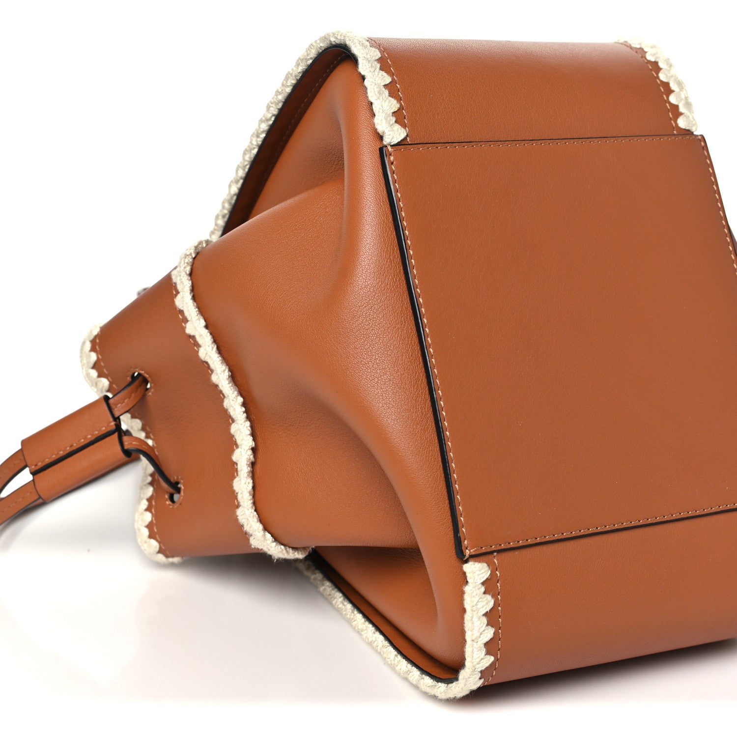 Loewe Calfskin Small Crochet Trim Hammock Shoulder Bag Tan 1974396
